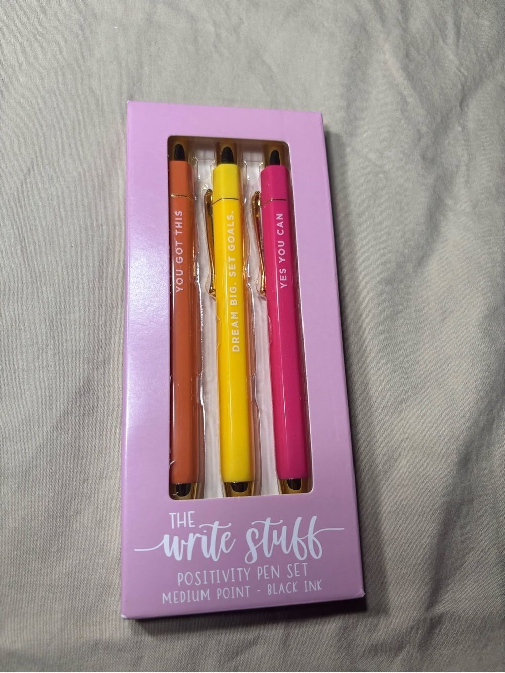 New Positivity Pen 3 pc Set - Orange, Yellow, Pink